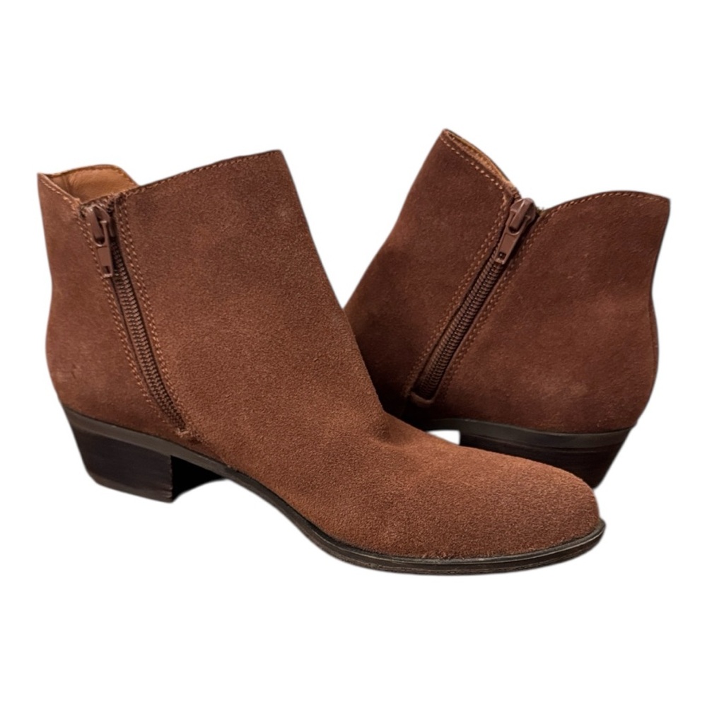Lucky Brand Banterr Brown Suede Leather Suede Booties Size 7.5